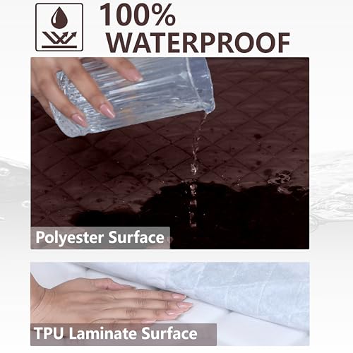 AVI 100% Waterproof & Dustproof Polyester Mattress Protector for Large Callifornia King Size Bed Mattress- with Elastic Bands (78" X 84",Brown) - Image 3