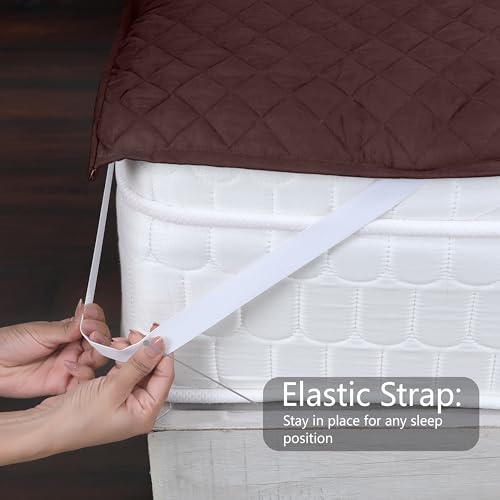 AVI 100% Waterproof & Dustproof Polyester Mattress Protector for Large Callifornia King Size Bed Mattress- with Elastic Bands (78" X 84",Brown) - Image 2
