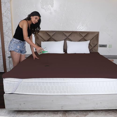 AVI 100% Waterproof & Dustproof Polyester Mattress Protector for Large Callifornia King Size Bed Mattress- with Elastic Bands (78" X 84",Brown) - Image 1