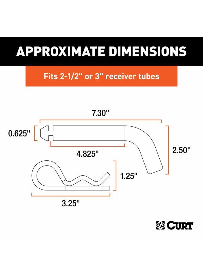 Curt 21506 Heavy-Duty Trailer Hitch Pin & Clip with Grooved Head, 5/8-Inch Diameter, Fits 2-1/2 or 3-Inch Receiver - Image 2