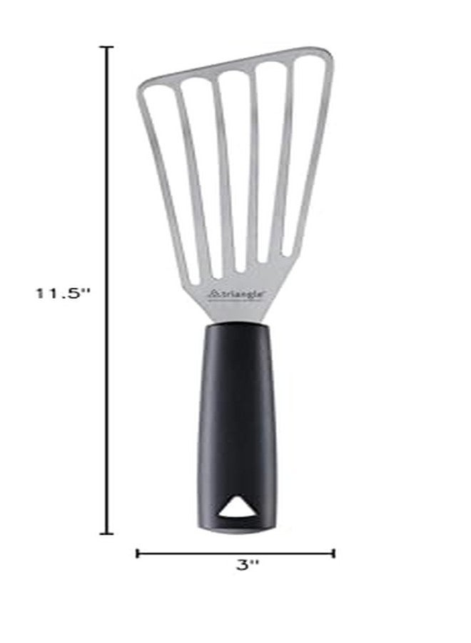 تريانجل ملعقة تقليب مثلثة - ملعقة مرنة من الفولاذ المقاوم للصدأ - حافة رفيعة للغاية لتقليب الأسماك والأطعمة الرقيقة - مقبض GreenGrip - آمنة للغسل في غسالة الأطباق - Image 4