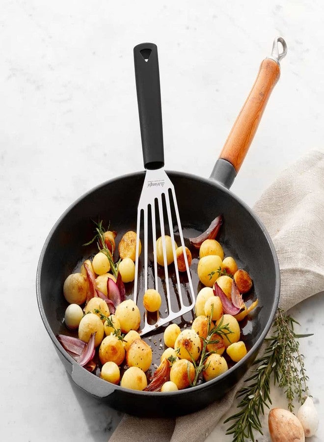 تريانجل ملعقة تقليب مثلثة - ملعقة مرنة من الفولاذ المقاوم للصدأ - حافة رفيعة للغاية لتقليب الأسماك والأطعمة الرقيقة - مقبض GreenGrip - آمنة للغسل في غسالة الأطباق - Image 3