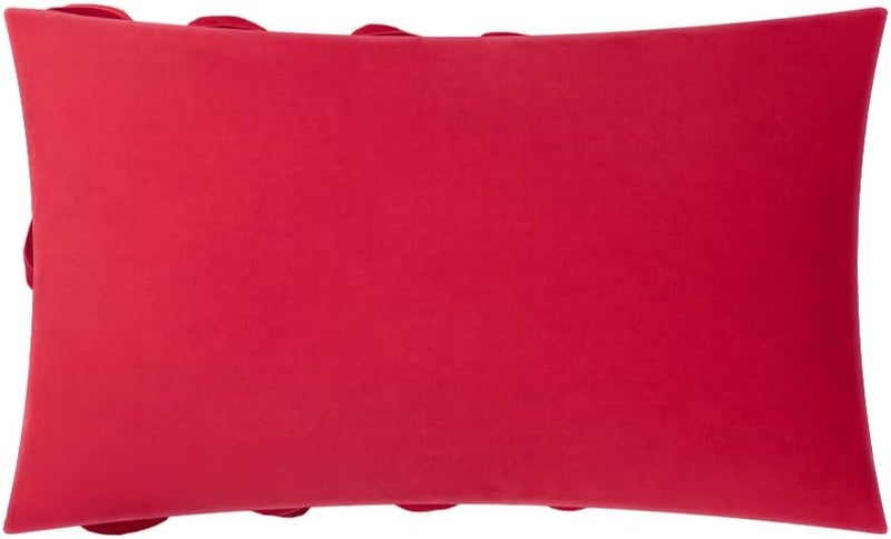 KINGROSE Handmade 3D Flower Throw Pillow Cover Decorative Cushion Cover Soft Pillow Case Sham for Sofa Couch Bed Living Room Home 12 X 20 Inches Velvet Christmas Red - Image 2
