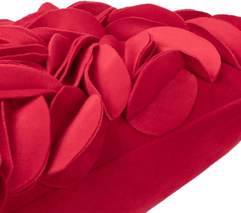 KINGROSE Handmade 3D Flower Throw Pillow Cover Decorative Cushion Cover Soft Pillow Case Sham for Sofa Couch Bed Living Room Home 12 X 20 Inches Velvet Christmas Red - Image 5