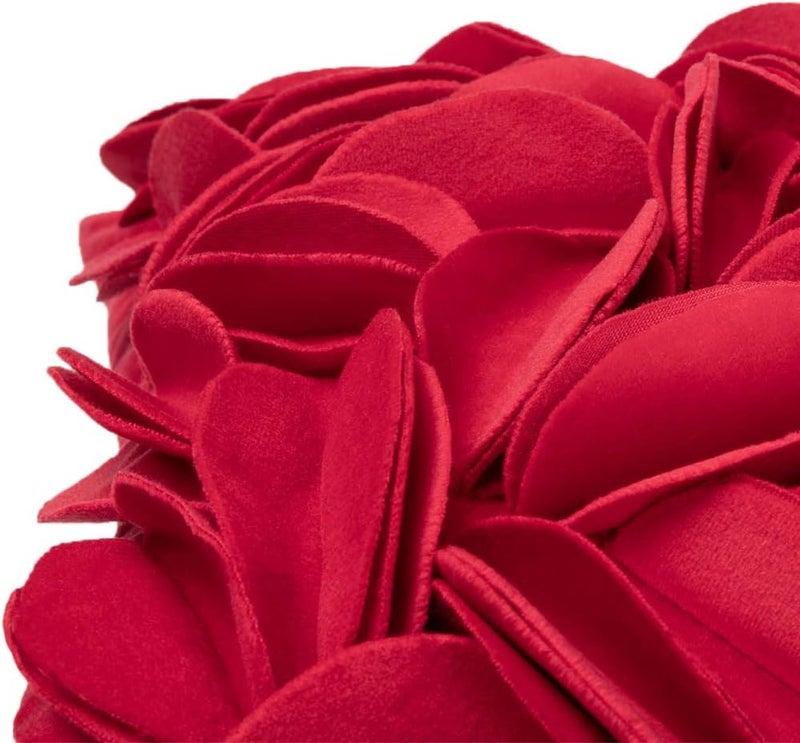 KINGROSE Handmade 3D Flower Throw Pillow Cover Decorative Cushion Cover Soft Pillow Case Sham for Sofa Couch Bed Living Room Home 12 X 20 Inches Velvet Christmas Red - Image 4