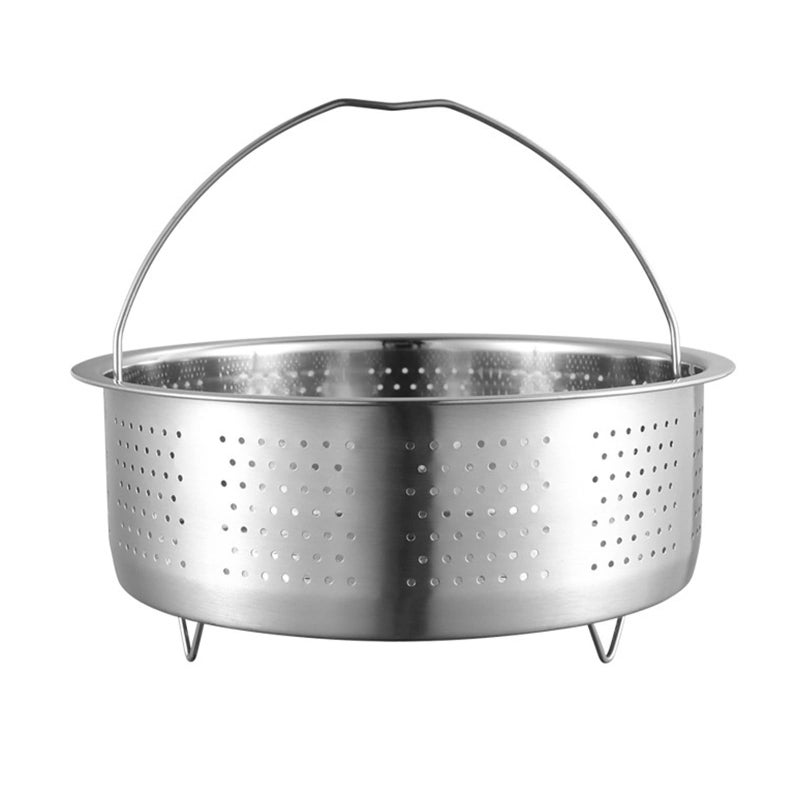 Qancesd Vegetable Steamer Basket, Stainless Steel, Round, Silver, 8.6in - Image 1