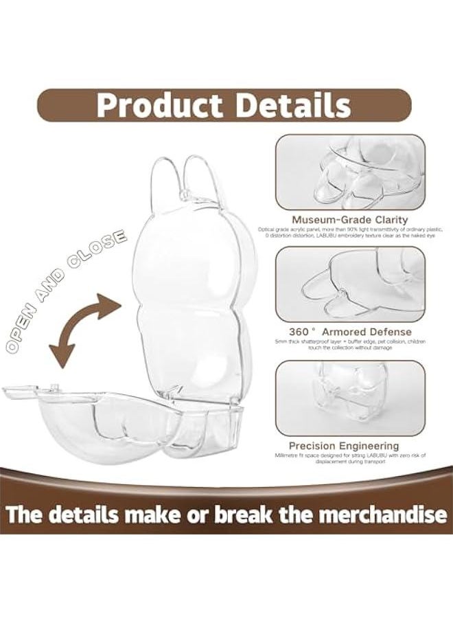Arabest - Clear Figure Display Case Compatible with LABUBU Have a Seat Plush Toy, Protective Cover with Keychain,Transparent PVC Bag for Storage(Sitting) - Image 1