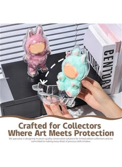 Arabest Clear Figure Display Case Compatible with LABUBU Have a Seat Plush Toy, Protective Cover with Keychain,Transparent PVC Bag for Storage(Sitting)  - Image 2