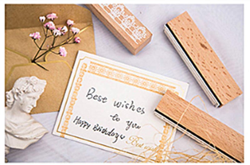 ALIMITOPIA ALIMITOPIA Diary Stamp SetWooden Rubber Flower Signet Stamps for Children DIY Scrapbooking Planner Card Making10pcsLace B  - Image 5