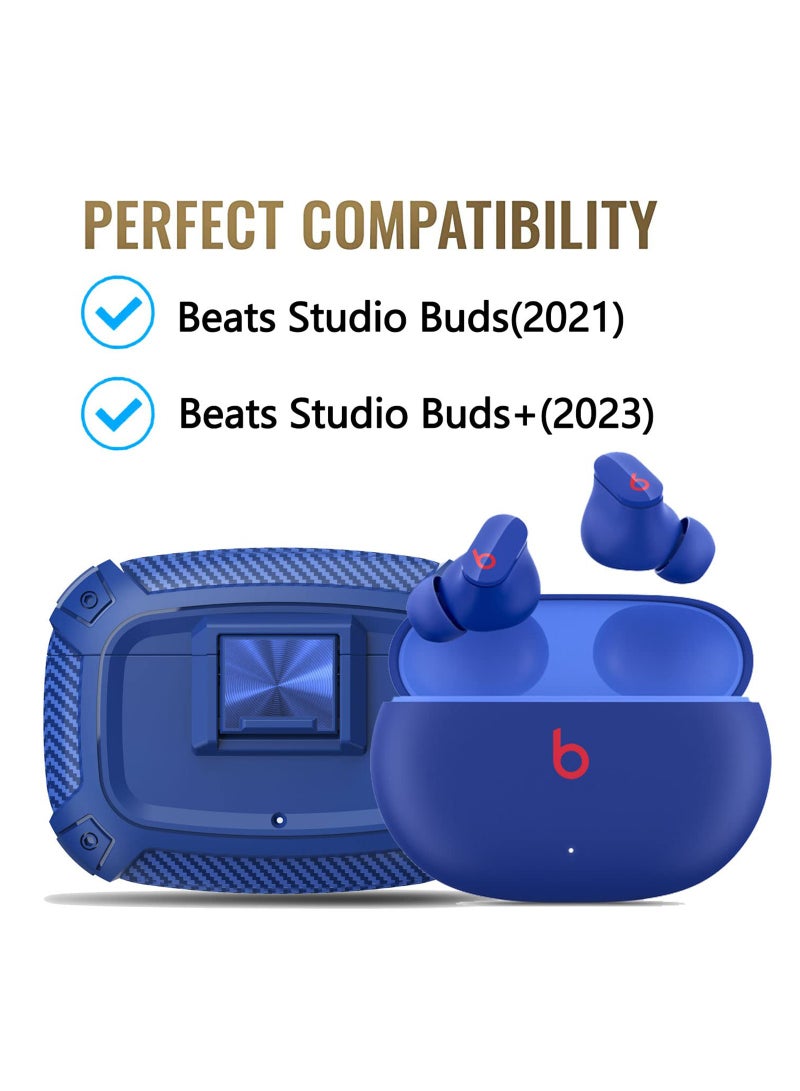 Earphone Protactive Case Compatible with Beats Studio Buds Plus (2023) Upgrade Secure Lock for Beats Studio Buds+ (2023) Compatible with Beats Studio Buds (2021) Cover with Hook (Blue) - Image 2