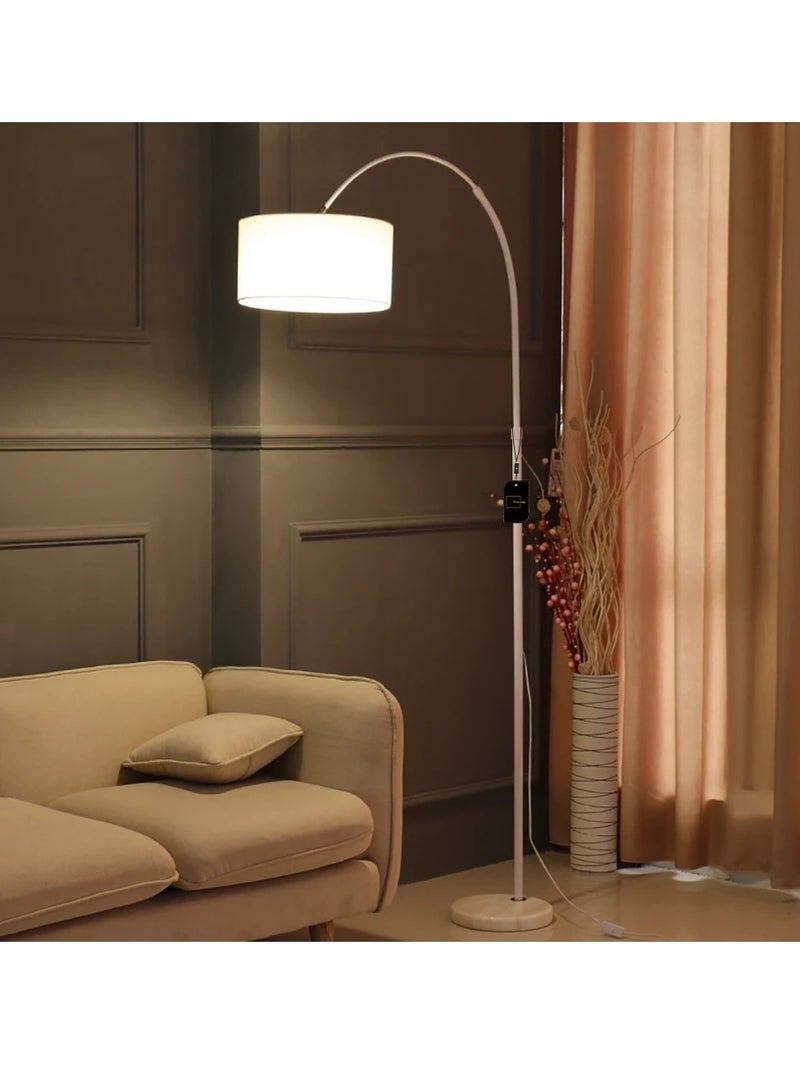 Sharpdo LED Floor Lamp Nordic Simple Style Eye Protection Stand Lamp Vintage Arc Pole Light with Warm Light, 8-15m, for Living Room Office Bedroom class Marble WHITE, 26x70x185cm - Image 1