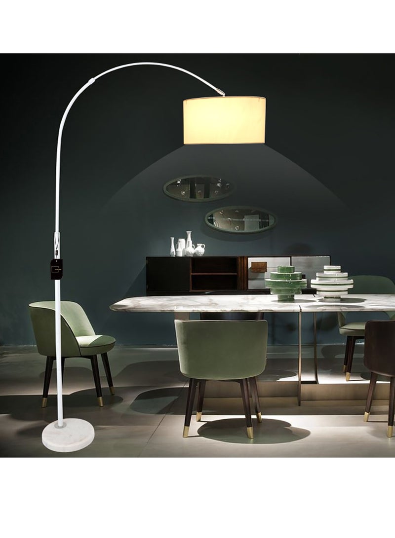 Sharpdo LED Floor Lamp Nordic Simple Style Eye Protection Stand Lamp Vintage Arc Pole Light with Warm Light, 8-15m, for Living Room Office Bedroom class Marble WHITE, 26x70x185cm - Image 3