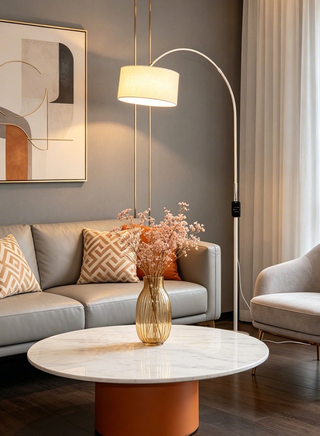 Sharpdo LED Floor Lamp Nordic Simple Style Eye Protection Stand Lamp Vintage Arc Pole Light with Warm Light, 8-15m, for Living Room Office Bedroom class Marble WHITE, 26x70x185cm - Image 2