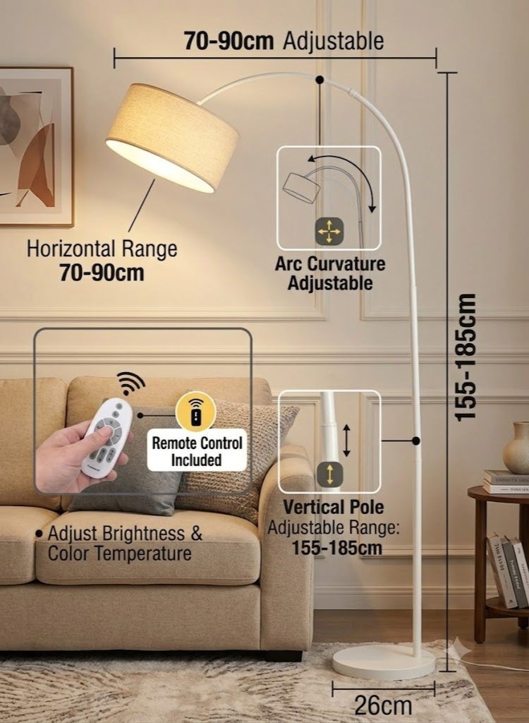 Sharpdo Modern Long Lamp Remote Control Floor Lamp, Tall and Long Lamp for Living Room Bedroom Adjustable Length Hanging Lamp Holder 185x90cm, LED 3 Light Colors Dimming Brightness Room Light - Image 5