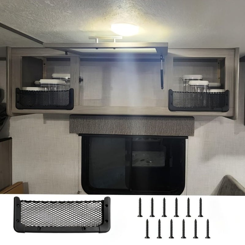 Style 2 ABS Plastic Frame Car Cargo Net Mesh Net Pocket Organizer with Screws 13.8 X 5.1 Inch for Car RV Storage - Image 5