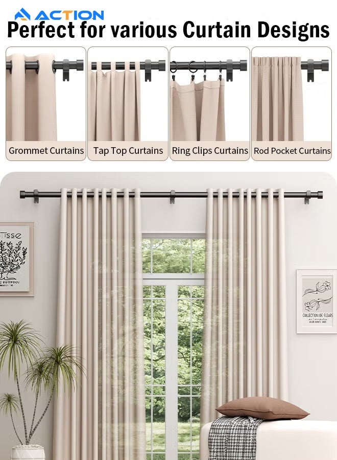 أكشن طقم قضبان ستائر لقضبان العين بقطر 25 مم قضبان درابري ثقيلة مع حوامل قابلة للتعديل لغرفة النوم غرفة المعيشة المكتب - Image 2