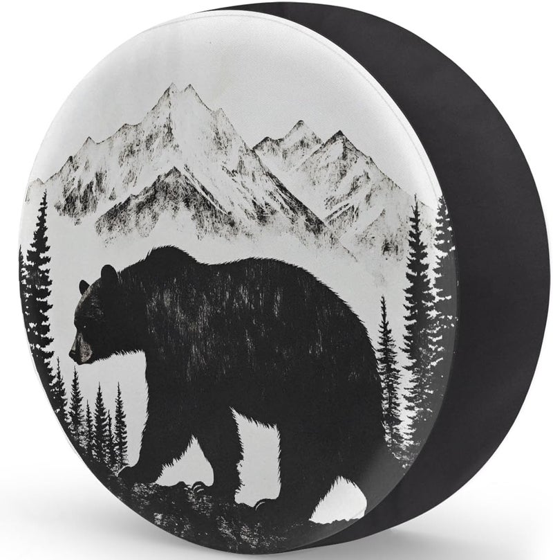 cfpolar Spare Tire Cover for RV Trailer,Animal Bear Mountain Waterproof Sun Leather Wheel Cover,Camper Spare Tire Covers Fit for Jeep Travel Trailer SUV Truck Accessories (17 in for Diameter 31” - 33”),F-3 - Image 2