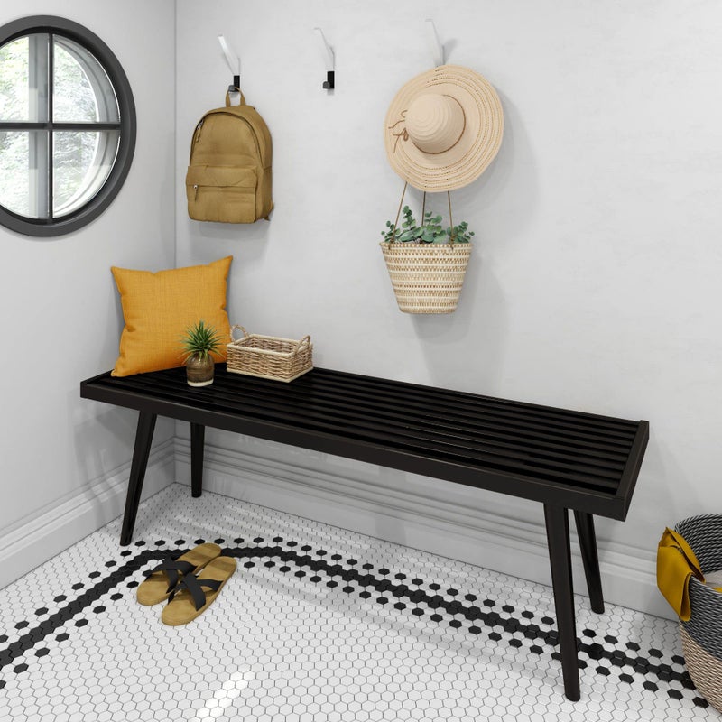 Plank+Beam Mid-Century Modern Entryway Bench, Black - Image 2