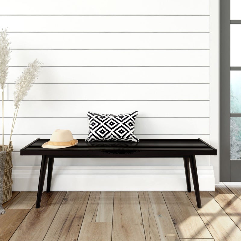 Plank+Beam Mid-Century Modern Entryway Bench, Black - Image 1