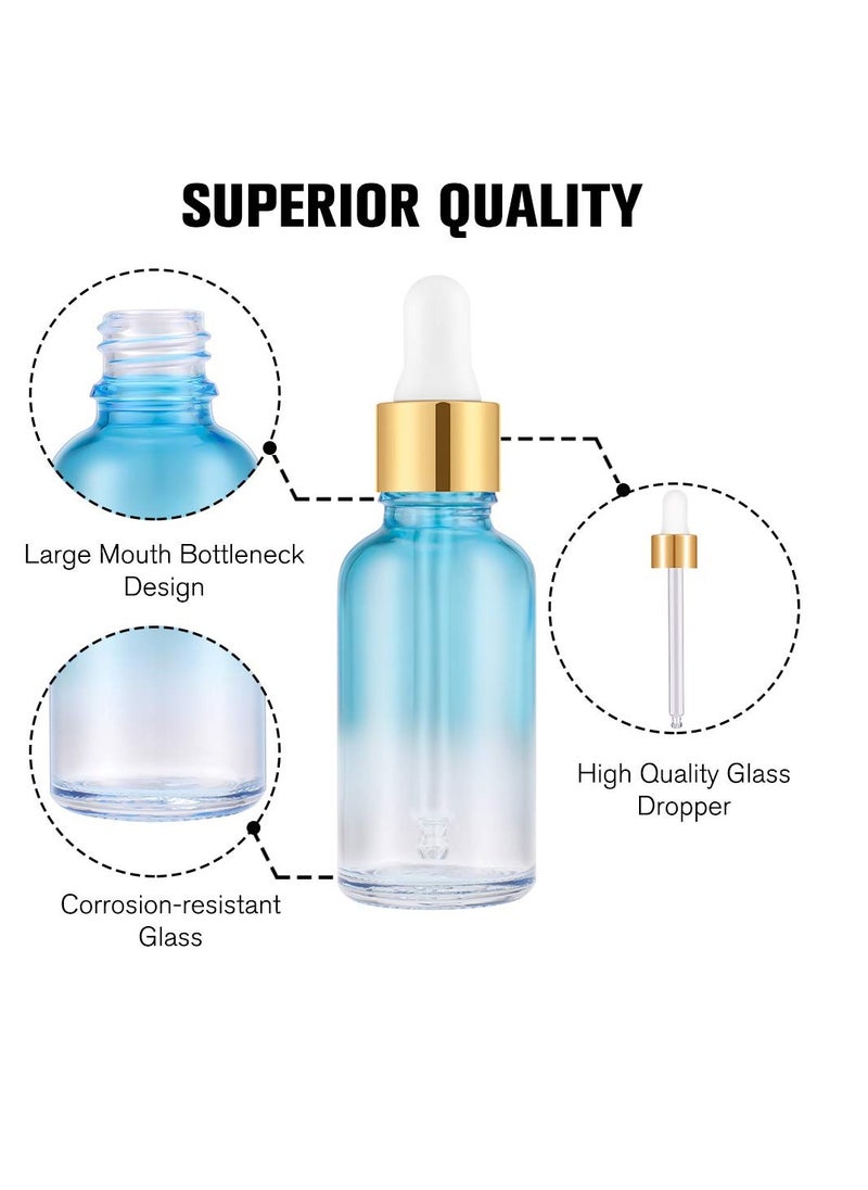 PrettyCare PrettyCare Eye Dropper Bottles 1oz (Rainbow Colored Glass Bottle 24 Pack 30ml with Golden Caps, 48 Labels, Funnel & Measured Pipettes) Empty Tincture Bottles for Essential Oils, Perfume  - Image 4