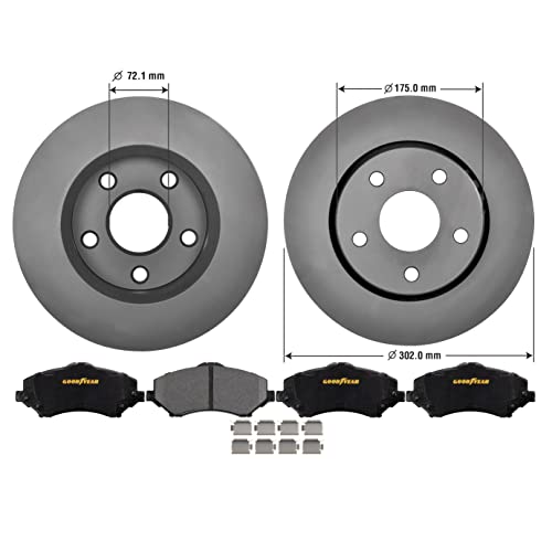 Goodyear Brakes PRK42669F | Front Truck & SUV Brake Kit with Pair (2) of AntiOx Coated Brake Rotors and Carbon-Ceramic Brake Pads fits Jeep Wrangler 17-07, Wrangler JK 2018 - Image 2