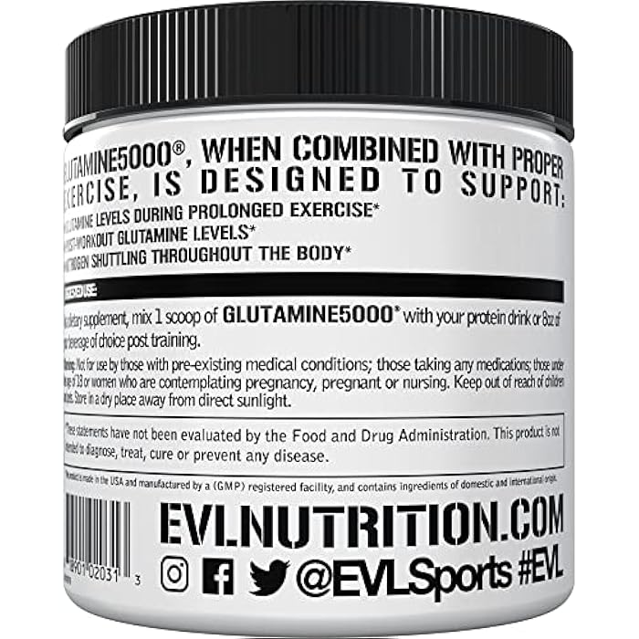 Evlution Pure Vegan L-Glutamine Powder Supplement - Evlution Nutrition Nitric Oxide Booster 5g L Glutamine Supplement for Post Workout Recovery Enhanced Pumps Gut Health Energy and Immunity - Unflavored - Image 3