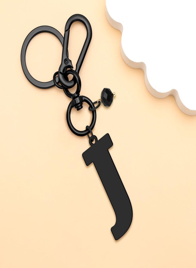 Baipilu Black Letter Keychains for Women Men Initial Letter Keychain for Women Girl Initial Keyring Gifts for Men Boy Stainless Steel Keyring for Handbag Backpack Purse (J) - Image 3