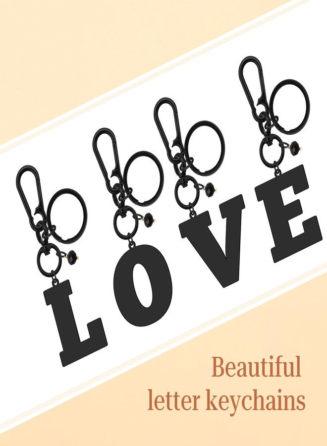 Baipilu Black Letter Keychains for Women Men Initial Letter Keychain for Women Girl Initial Keyring Gifts for Men Boy Stainless Steel Keyring for Handbag Backpack Purse (J) - Image 4