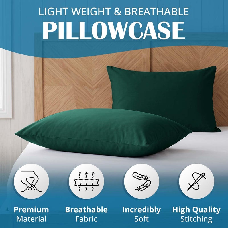 MOONLIGHT20015 Moonlight Bedding Emerald Pillow Cases 2 Pack (50 x 75cm) Microfibre - Image 3