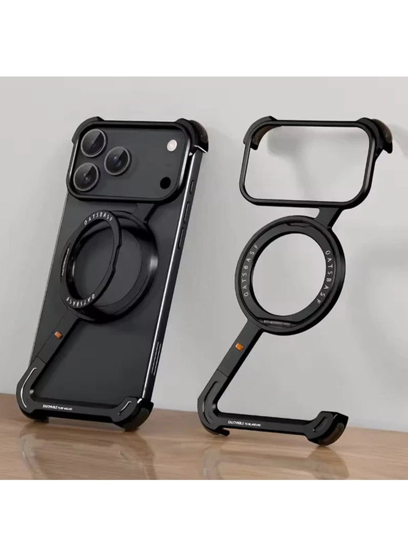 جراب Z لهاتف iPhone 17 Pro Max، إطار من سبائك الألومنيوم، متوافق مع MagSafe مع عبوة من قطعتين من واقيات الشاشة للخصوصية، حلقة مسند قابلة للدوران 360 درجة لزوايا عرض أفقية/رأسية | WIDGETS MATRIX - Image 4