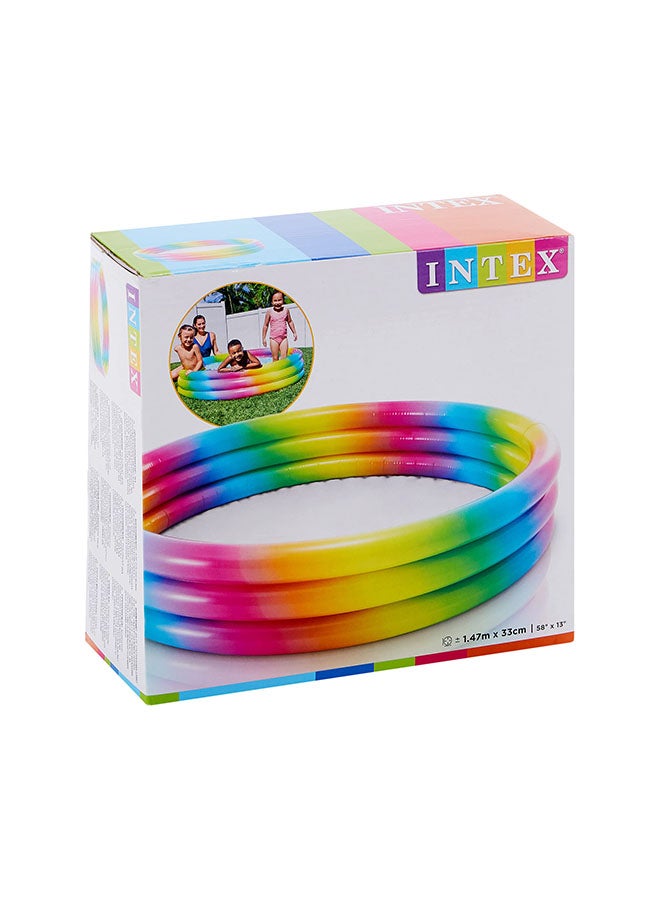 INTEX Rainbow Ombre Inflatable Kiddie Pool - 147 x 33 cm 3-Ring Padded Swimming Pool for Kids (Ages 2+), Unisex 147x33cm - Image 2