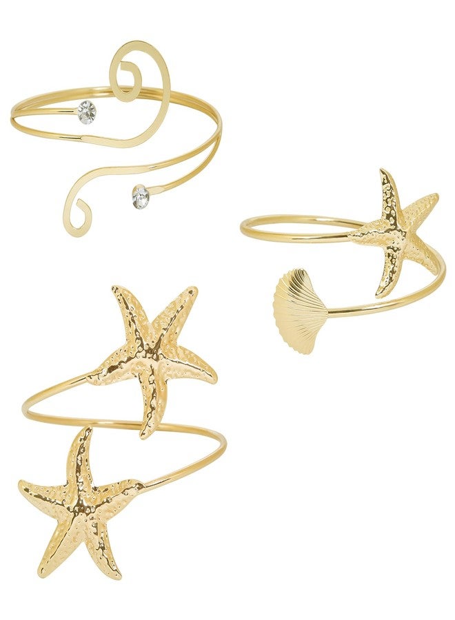 AIBFRID 3 Pcs Arm Cuff Jewelry for Women Adjustable Starfish Arm Cuffs Bangle Band Armlet Upper Arm Cuff Bracelet - Image 1