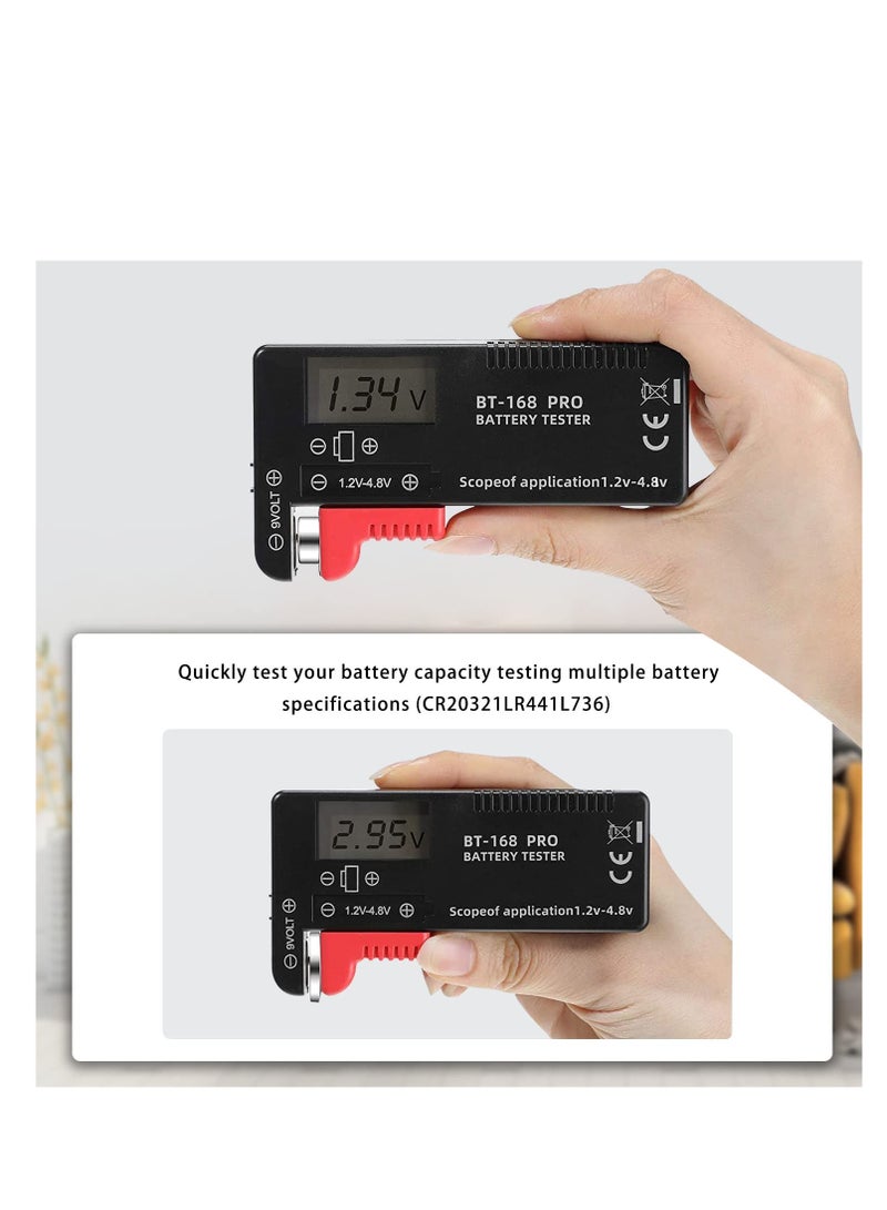 Battery Tester, 168PRO Digital LCD Battery Tester, 3 PCS Digital Battery Capacity Tester, for AA AAA C D 1.5V 3.7V 1.2~4.8V 9V Button Cell Batteries - Image 5