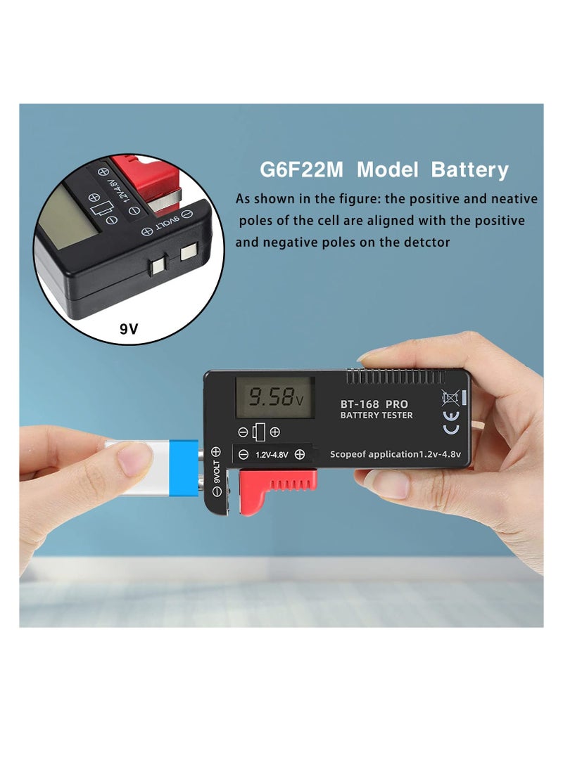 Battery Tester, 168PRO Digital LCD Battery Tester, 3 PCS Digital Battery Capacity Tester, for AA AAA C D 1.5V 3.7V 1.2~4.8V 9V Button Cell Batteries - Image 4