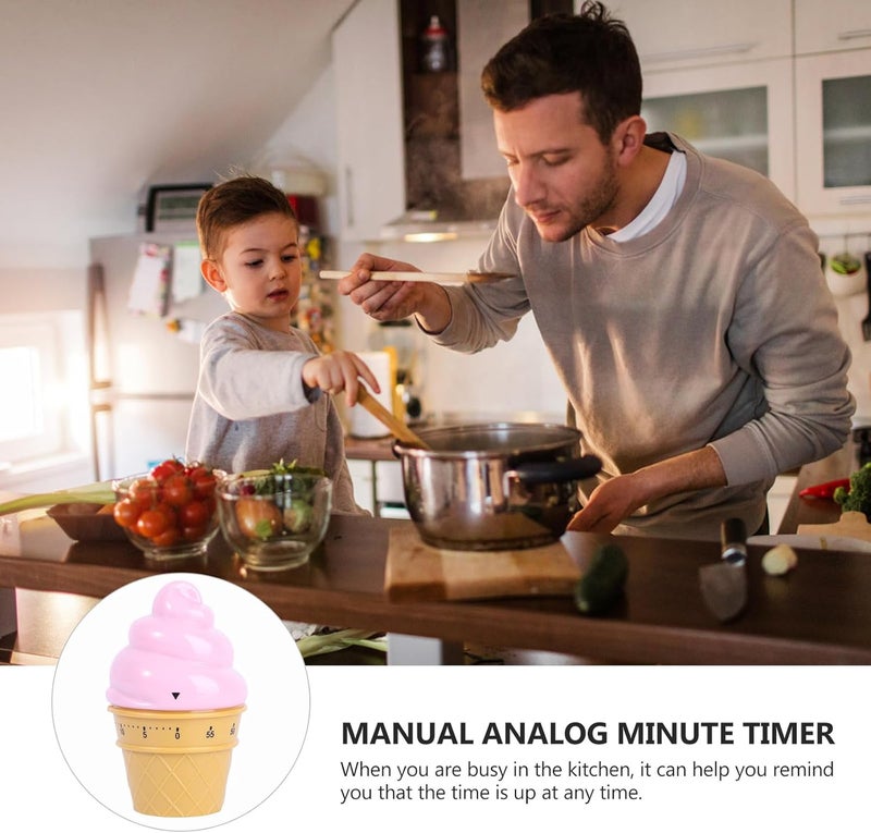 ABOOFAN Mechanical Kitchen Countdown Cooking Timer Ice Cream Design Practical Timing Reminder for Home and Classroom Use - Image 3