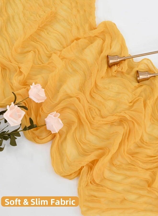 أوبتيكو مفرش طاولة، 90 × 400 سم، مفرش طاولة بطول 13 قدمًا، ديكور طاولة رومانسي، مفرش شفاف ريفي لحفلات استقبال المولود الجديد وحفلات الزفاف وحفلات العطلات (أصفر) - Image 5