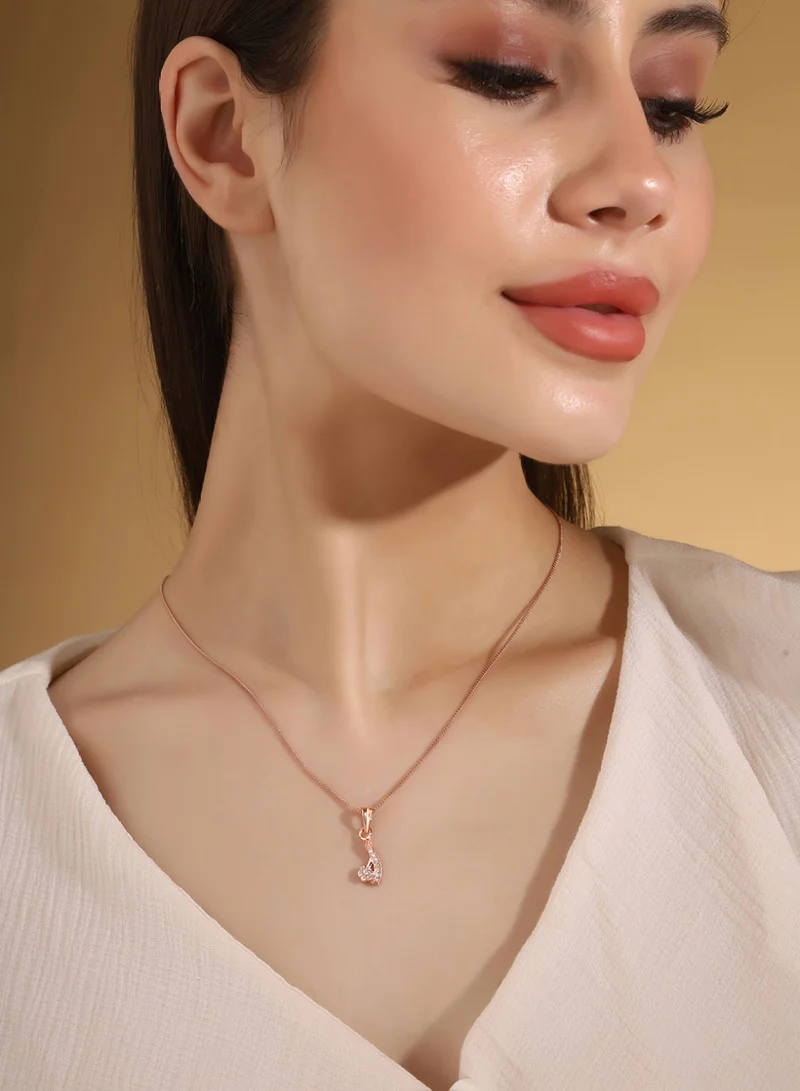 Priyaasi Rose Floral-Shaped Pendant With Chain