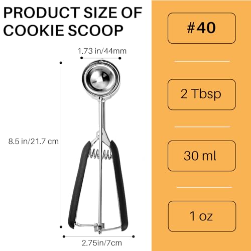 JUNADAEL J Medium Cookie Scoop, 2 Tablespoon Cookie Scoops for Baking, Cookie Dough Scoop, Spring-Loaded, Comfortable Grip, Non-Slip, For Making Cookies Muffin Cupcake Pancake Ice Cream Meatball - Image 2