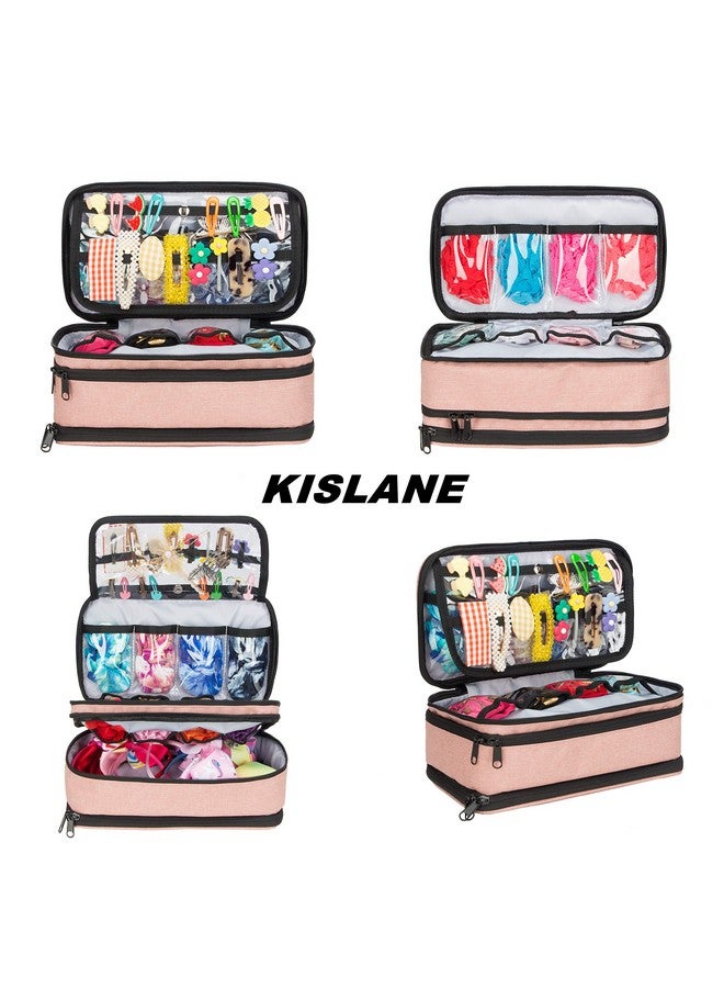 KISLANE Baby Girl Hair Accessories Storage Bag, Soft Headbands Holder, Barrette, Bows, Hair Ties, Pins, Clips Storage Bag For Girls, Baby Mittens Storage Travel Bag With Multi-Compartment  - Image 3