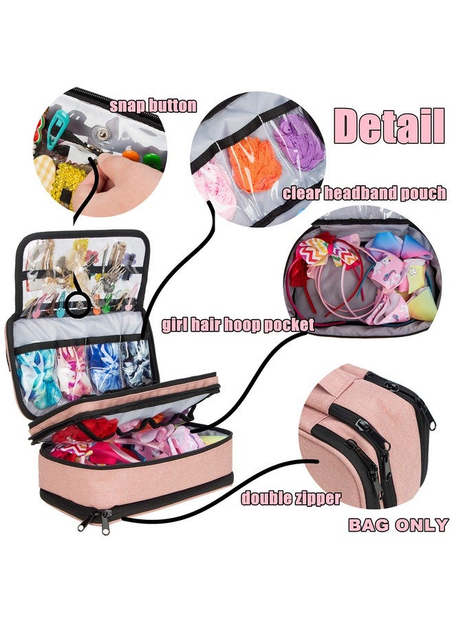 KISLANE Baby Girl Hair Accessories Storage Bag, Soft Headbands Holder, Barrette, Bows, Hair Ties, Pins, Clips Storage Bag For Girls, Baby Mittens Storage Travel Bag With Multi-Compartment  - Image 2