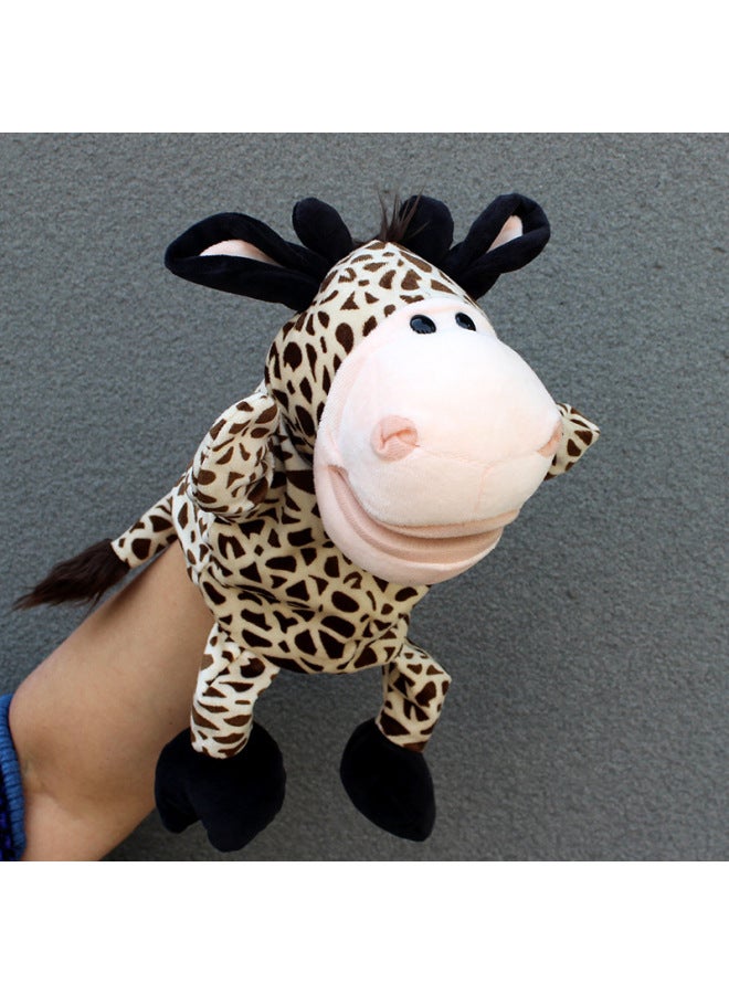 Full-body Hand Doll Toy Animal Gloves Doll Open Mouth Ventroll Doll Parent-child Interactive Performance Early Childhood Education-Color:Deer (mouth Can Move)-Height:30cm Large Hand Puppet  - Image 1