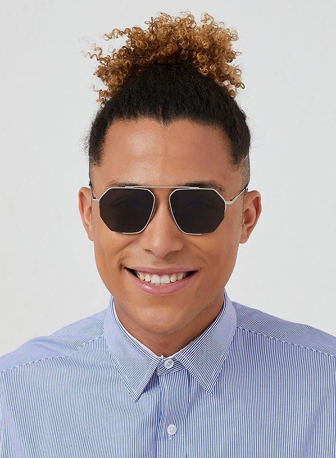 30 سندايز نظارات شمسية رجالية ميجيف هندسية بحماية  فضي رمادي - Image 4