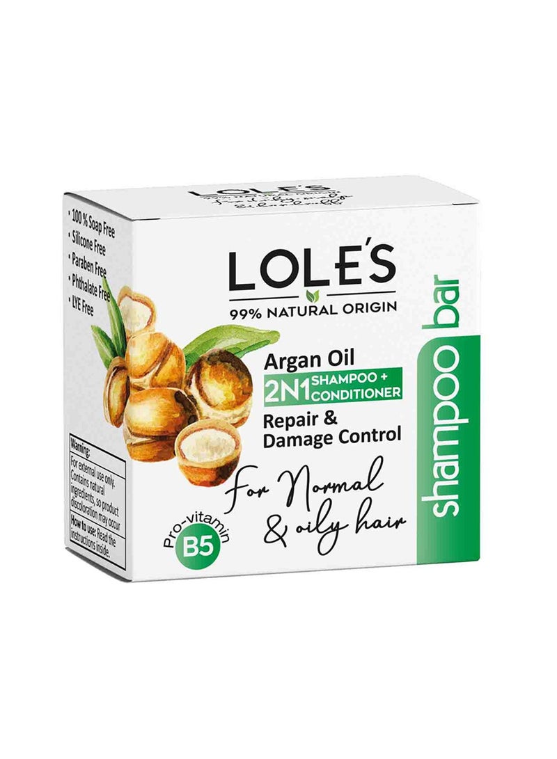 LOLE'S Shampoo Bar and Conditioner 2in1 with Argan Oil for Repair & Damage Control, Moisturizes & Cleans Scalp, Travel Shampoo, Silicone Free, 100g - Image 2