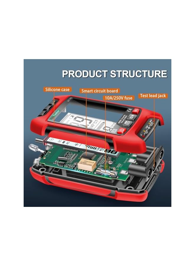 promass Digital Multimeter, 9999 Counts TRMS Auto-Ranging Voltmeter, Accurate AC/DC Voltage, Amp, Ohm, Capacitance, Frequency, and Diode Measurement with Backlight and Flashlight - Image 5