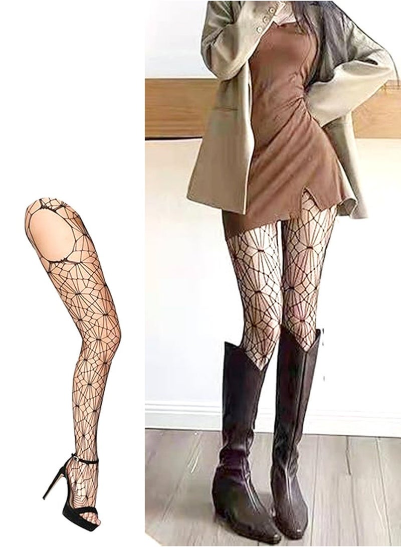 LLASIDO 5 Pairs Fishnet Thigh High Garter Stockings Patterned Tights for Women,Garter Belt Set & Suspender Pantyhose for Girl - Image 2