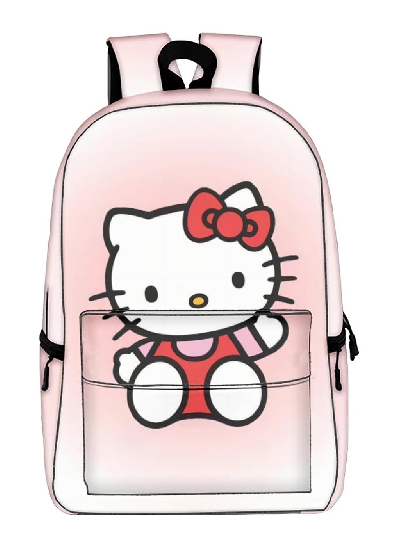 Hello Kitty - 【 School Season 】Hello Kitty Kids Cute Backpack Student Large Capacity Schoolbag 14 Inch Laptop Bag Travel Bag Leisure Bag General College Bag - Image 1