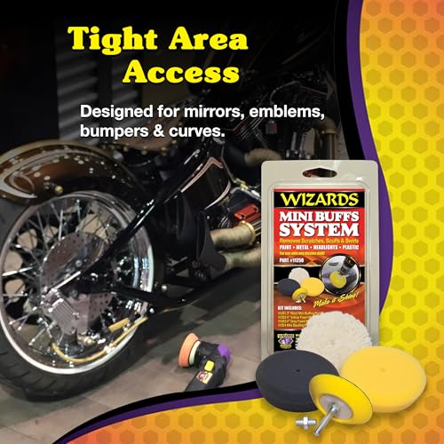 Wizards Mini Buffing System - Cuts, Polishes, Applies Wax and Removes Swirls - for All Paints and Hard Surfaces - Comes with 1/4 Shank Drill Adaptor - Auto Detailing Supplies for Beginners - Image 3
