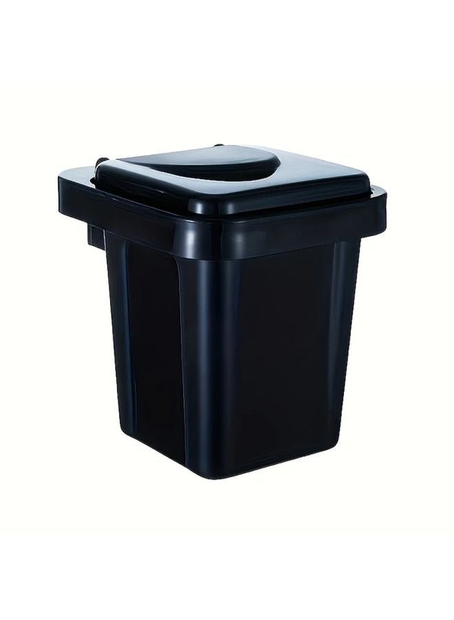 Black Wall Mounted Ashtray With Lid Anti Flyaway Trash Can - Image 1
