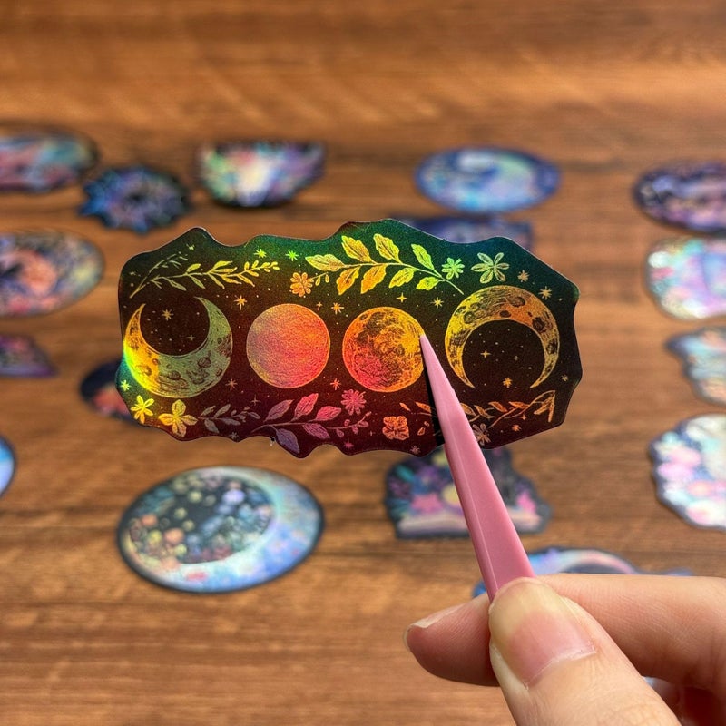 YOKSAS 50PCS Holographic Nature Floral Aesthetic Stickers â€“ Waterproof Vinyl Wildlife Animal & Celestial Fantasy Decals for Scrapbooking, Journaling, Laptop, Water Bottle Decoration - Image 3
