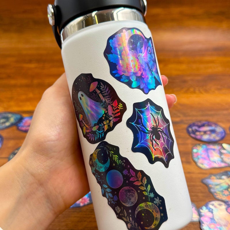 YOKSAS 50PCS Holographic Nature Floral Aesthetic Stickers â€“ Waterproof Vinyl Wildlife Animal & Celestial Fantasy Decals for Scrapbooking, Journaling, Laptop, Water Bottle Decoration - Image 5